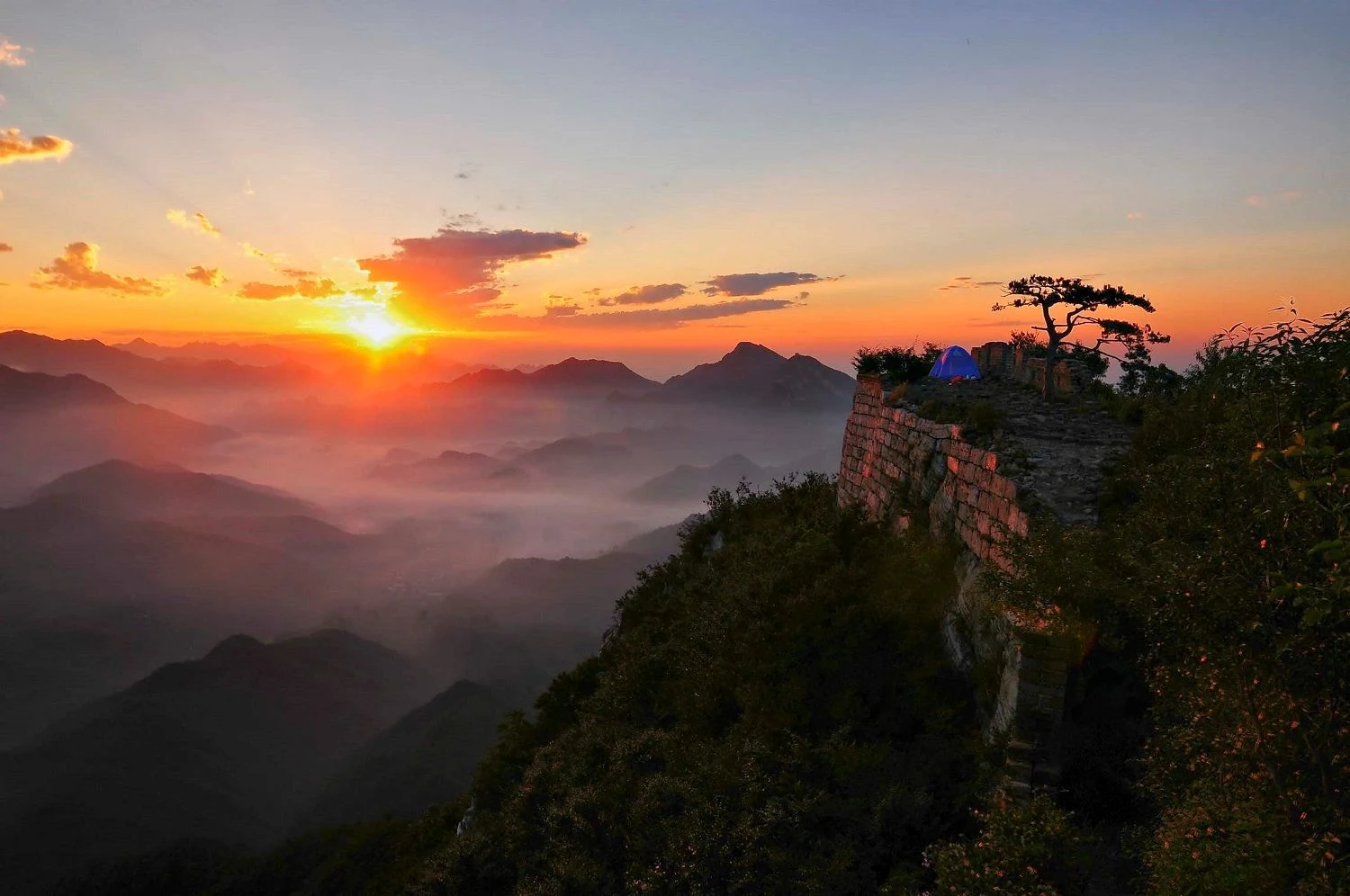 1S4: Beijing’s Imperial Palace and a Great Wall Sunset — mountain landscape and Great Wall towers